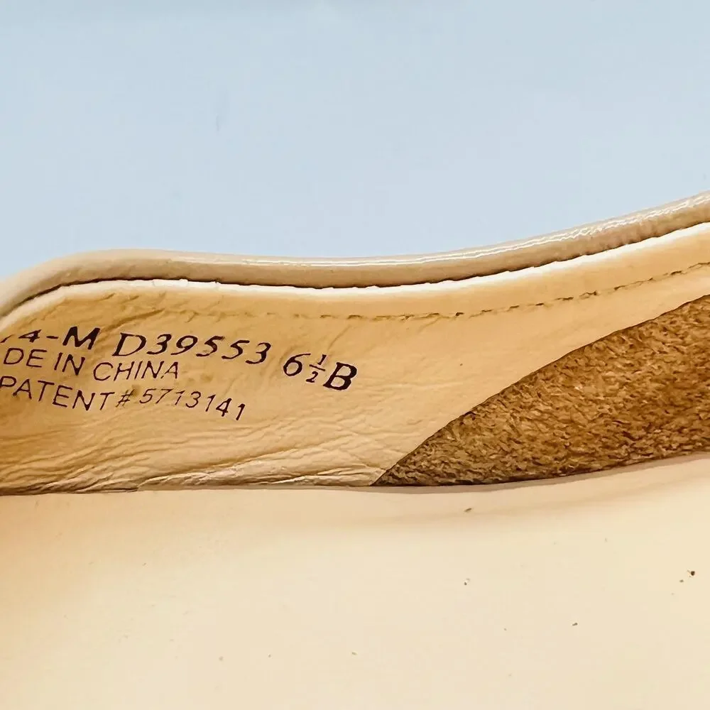 Cole Haan Shoes Womens 6.5 Beige Patent Leather Vtg Air Wedge Peep Toe Comfort